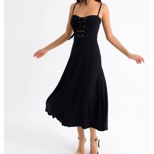 Milan Kiss Lace up Sleeveless A-line Dress